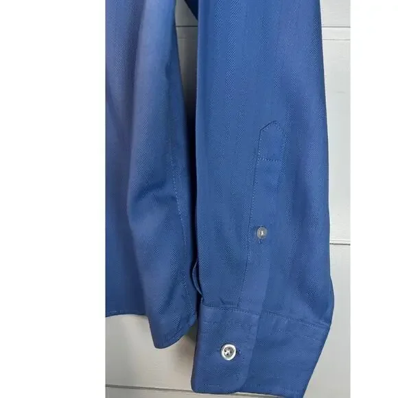 Lands End Shirt Mens, SIze 18 Blue Long Sleeve Traditional Fit Button Up - Picture 2 of 7